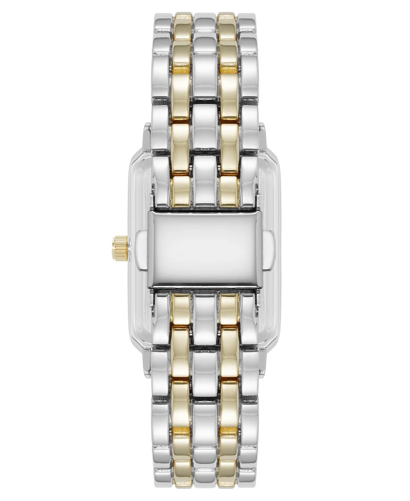 Anne Klein Women's Quartz Rectangular Estate Two-Tone Metal Alloy and Light Blue Dial Watch, 25mm