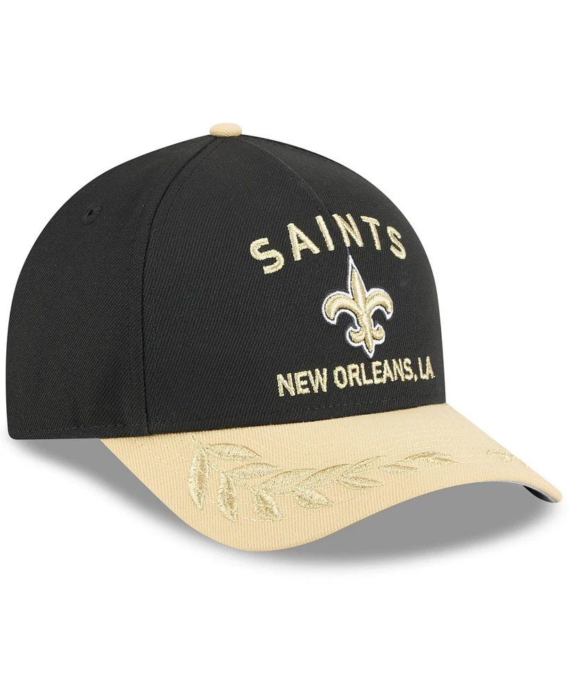 New Era Men's Black/Gold New Orleans Saints 2025 Nfl Draft 9FORTY A-Frame M-Crown Adjustable Hat