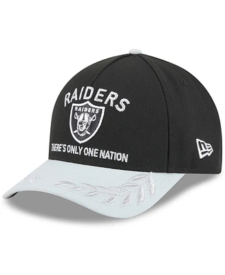 New Era Men's Black/Silver Las Vegas Raiders 2025 Nfl Draft 9FORTY A-Frame M-Crown Adjustable Hat