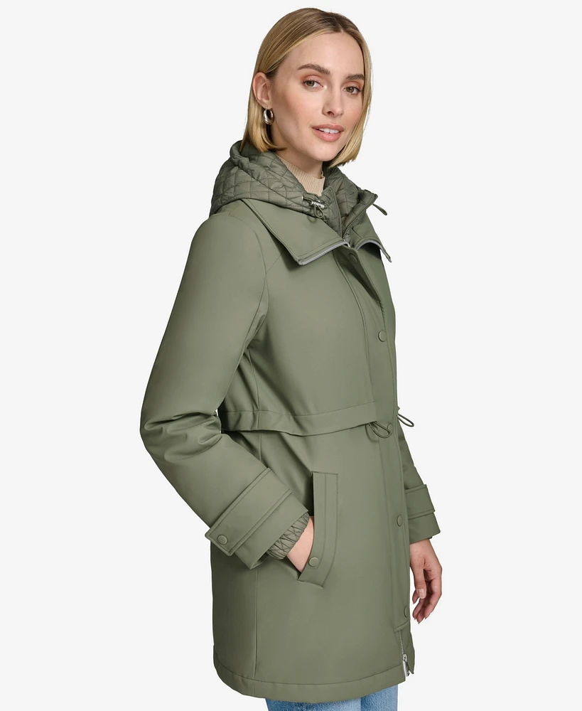 Andrew Marc Women's Ryder Rain Shell Zip-Up Parka