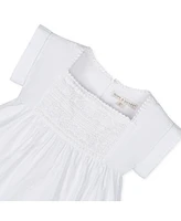 Hope & Henry Toddler Girls Sleeveless Crochet Detail Empire Waist Seersucker Dress