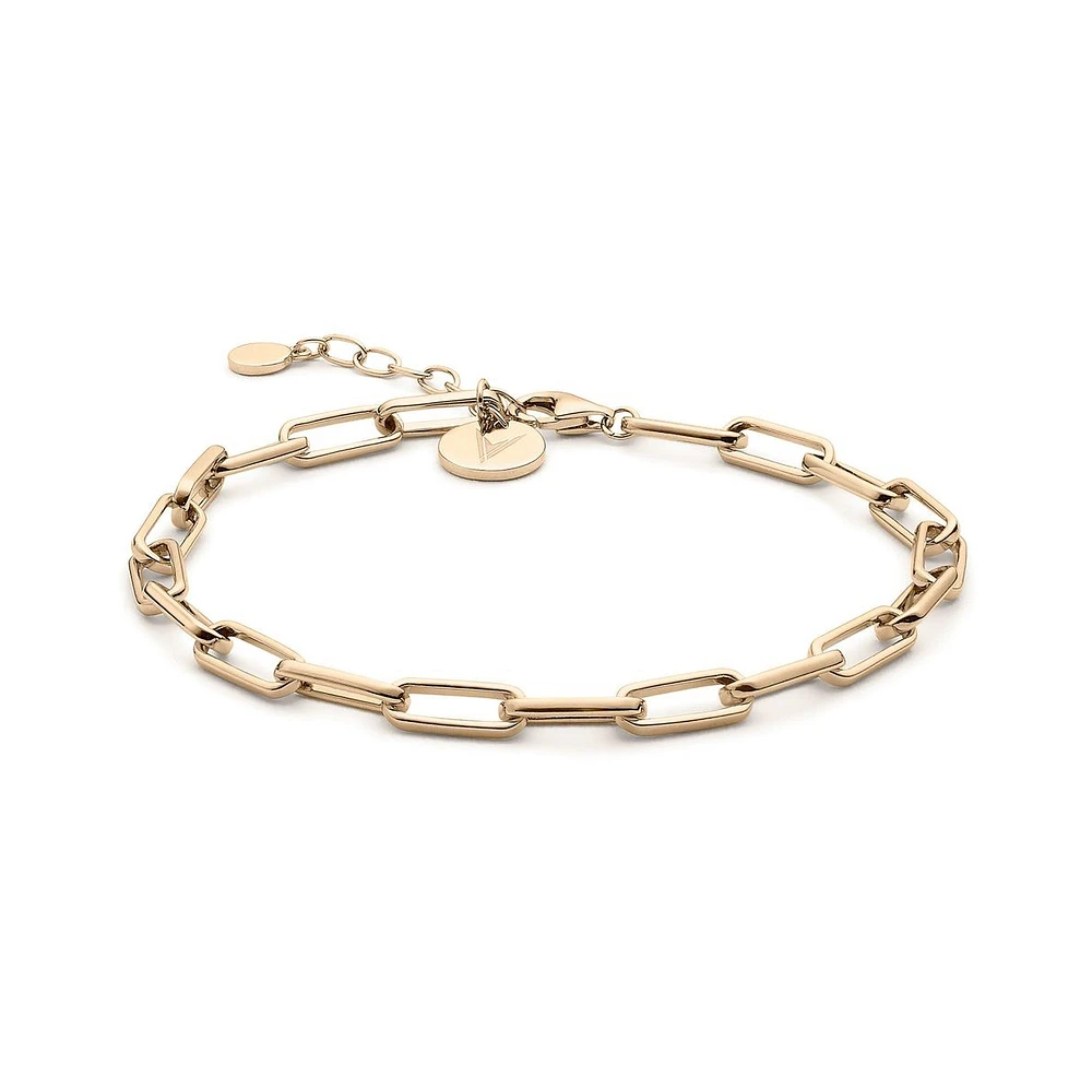 Vincero Women's Gold Chain Link Bracelet in Stainless Steel, Adjustable 7"