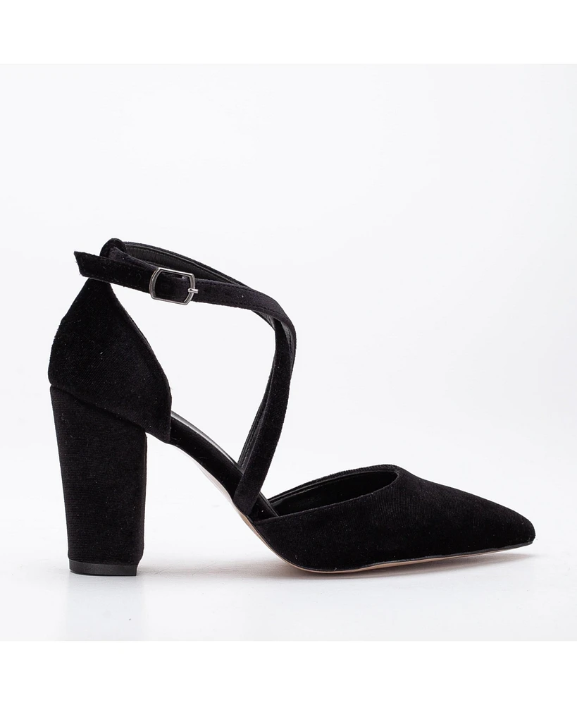 Sina Criss Cross High Block Heels