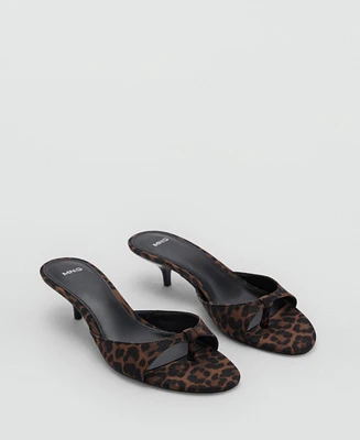 Mango Women's Leopard Print Kitten Heel Sandals