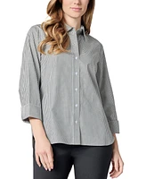Kasper Women's Gingham Button-Front 2/3-Sleeve Shirt