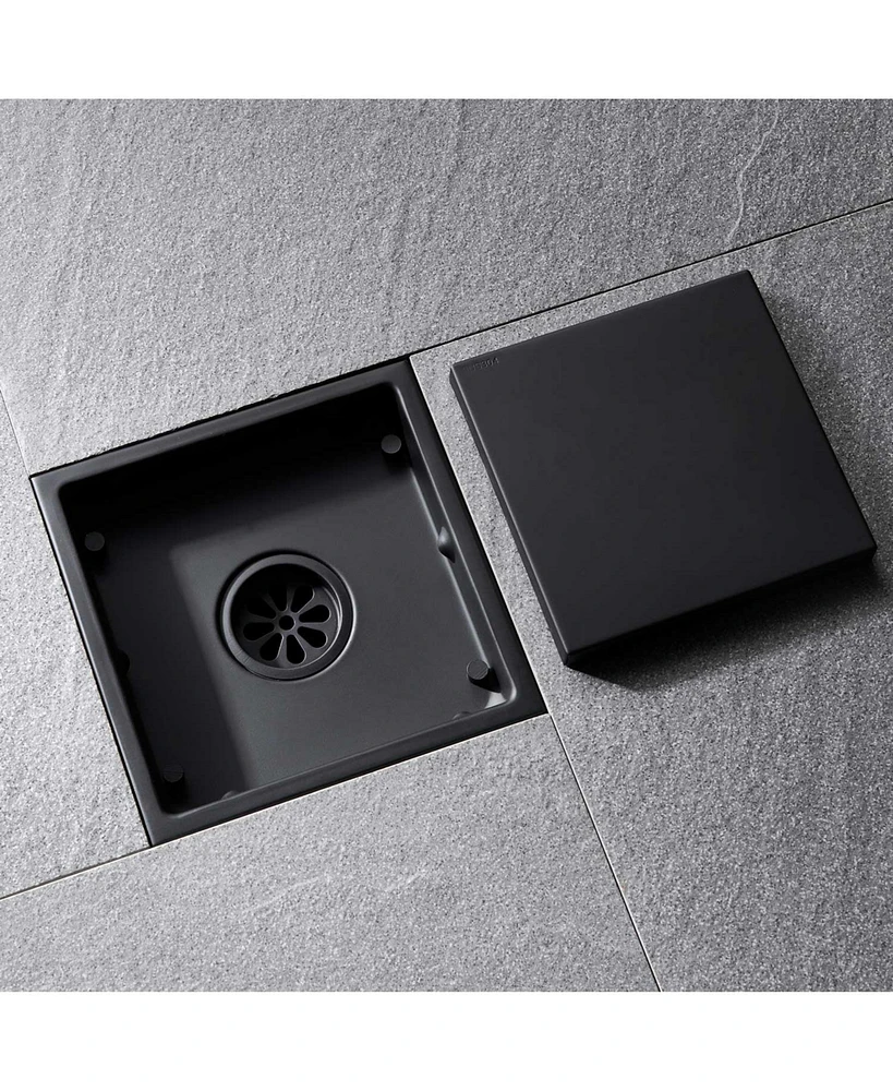 6 Inch Stainless Steel Square Shower Drain with Strainer