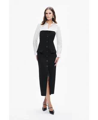Nocturne Women's Shirt Detail Midi Dress
