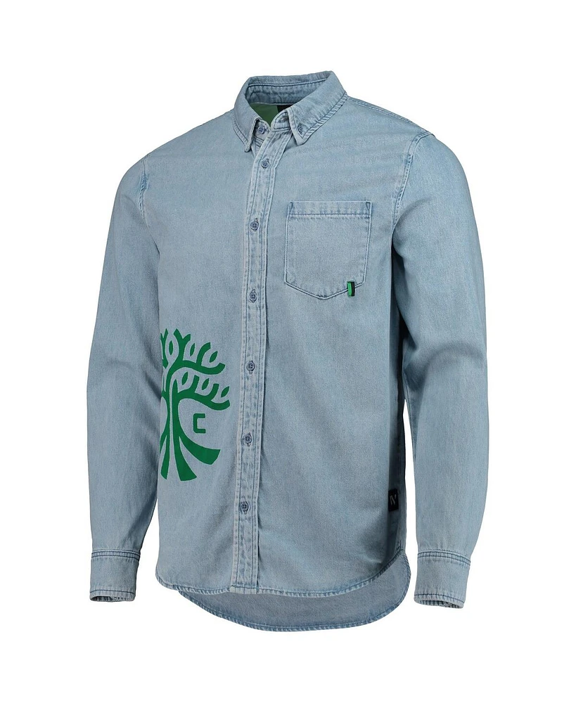 The Wild Collective Men's Blue Austin Fc Denim Button-Down Long Sleeve Shirt