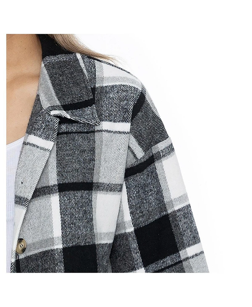 Gameday Couture Women's Grey Georgia Bulldogs Long Sleeve Brushed Plaid Button-Up Overshirt Jacket
