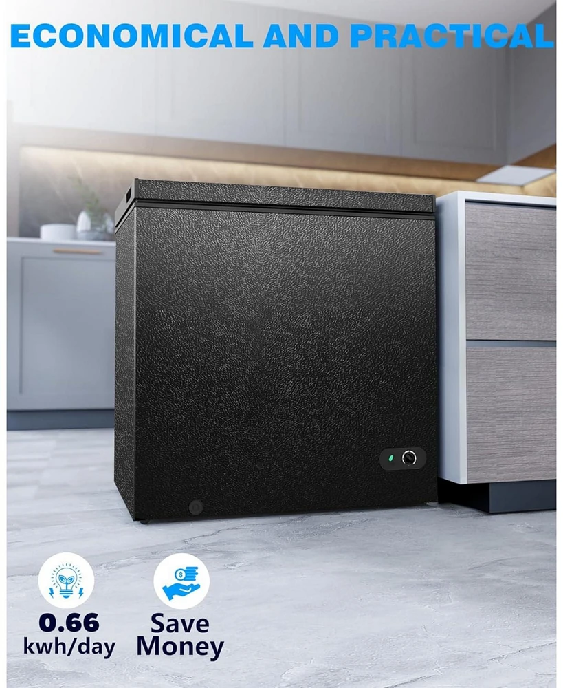 Cowsar 7.0 Cu.Ft Chest Freezer with Removable Basket and Bottom Defrost Water Drain Freestanding Top Open Door, 7 adjustable thermostatsensure .An ide