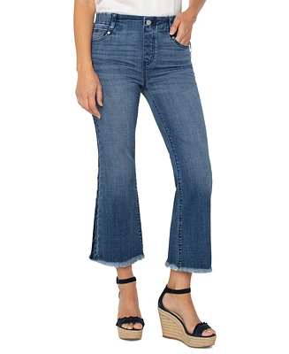 Liverpool Los Angeles Petite Gia Glider Frayed-Hem Cropped Flare Jeans