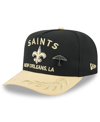 New Era Men's Black/Gold New Orleans Saints 2025 Nfl Draft On Stage A-Frame 59FIFTY Fitted Hat
