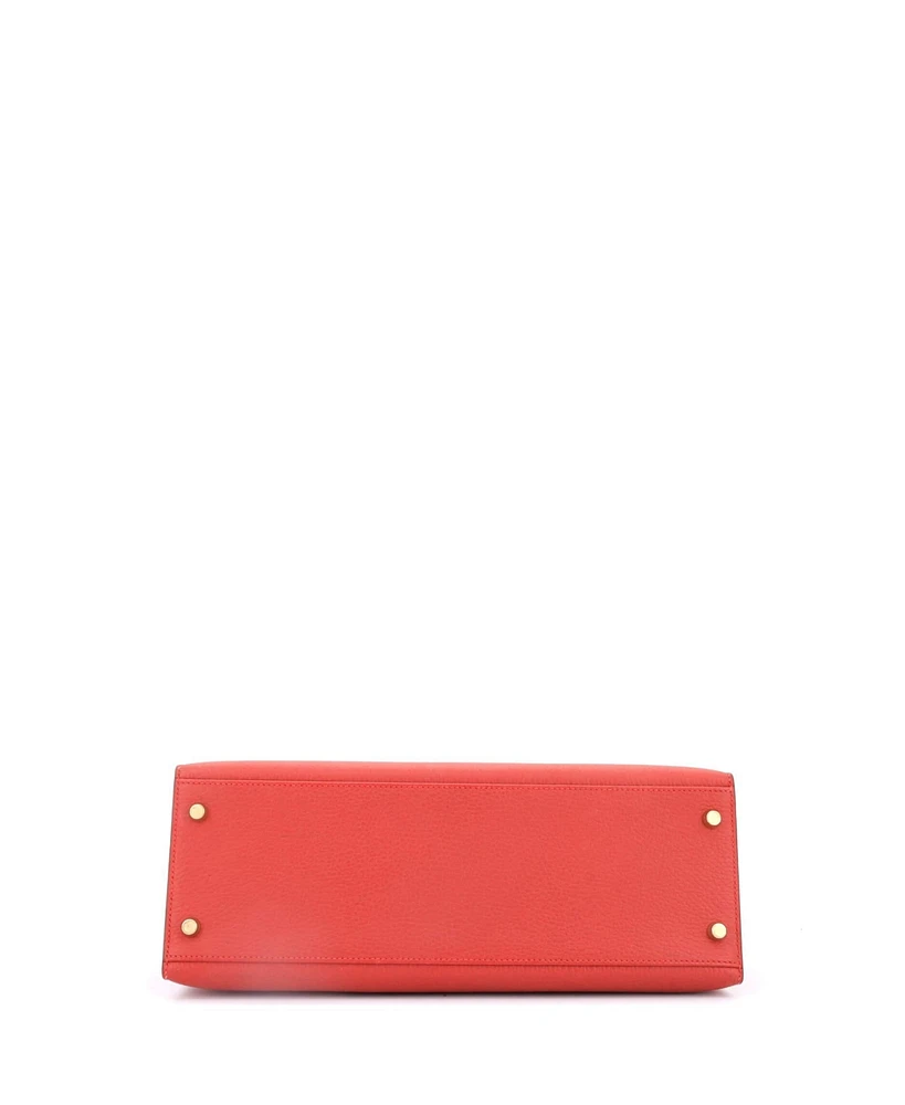 Pre-Owned Hermes Kelly 32 Handbag Red Ardennes with Gold Hardware