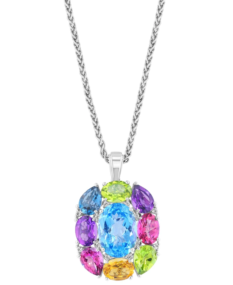 Effy Multi-Gemstone 18" Pendant Necklace (17-3/4 ct. t.w.) in Sterling Silver