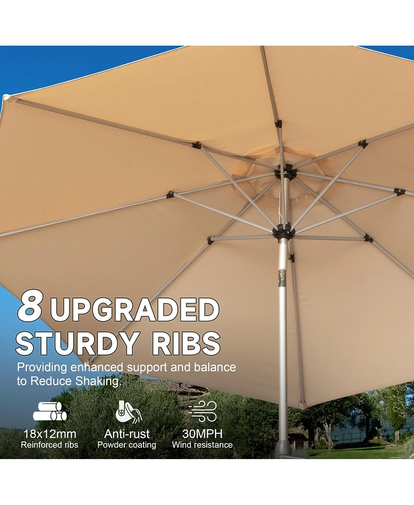 9FT Patio Umbrella, Outdoor Table Umbrella with Push Button Tilt and Crank, Uv Protection Waterproof Market Sun 8 Sturdy Ribs for Garden