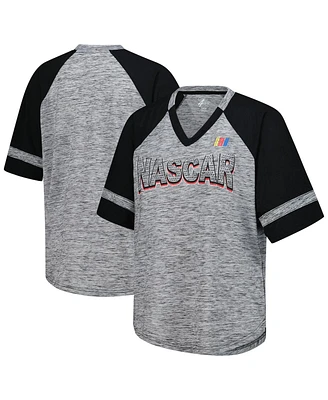 G-iii 4Her by Carl Banks Women's Heather Gray Nascar Hall of Fame Oversized Raglan V-neck T-Shirt