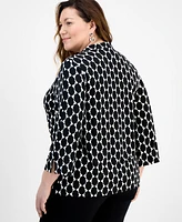 Jm Collection Plus Printed 3/4-Sleeve Tunic, Exclusively at Macy's