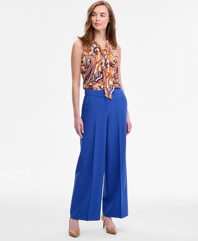 Tahari Asl Women's Mid-Rise Wide-Leg Solid Pants, Regular & Petite