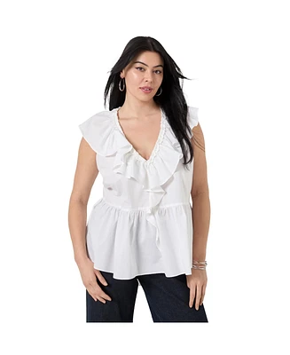 June + Vie Women's Ruffled Peplum Top