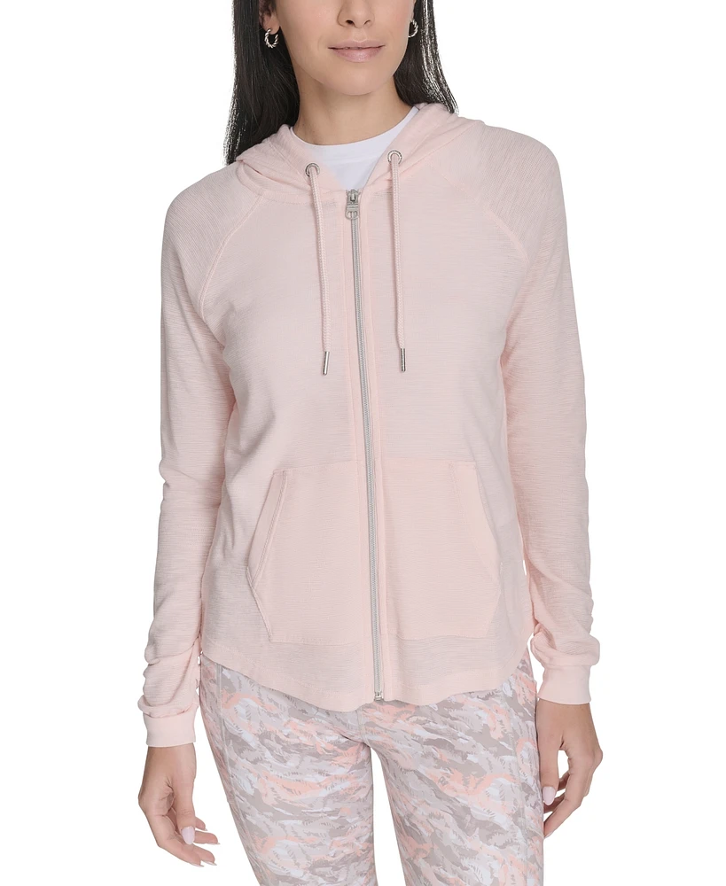 Calvin Klein Performance Ruched-Sleeve Zip Hoodie