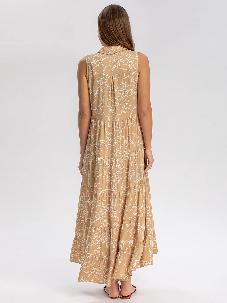Pietro Brunelli Maternity Sleeveless Shirt Collar Maxi Clara Dress