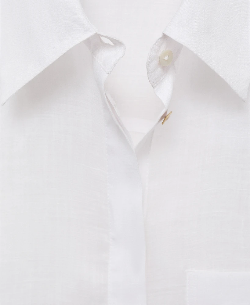 Mango Women's Regular Ramie Shirt
