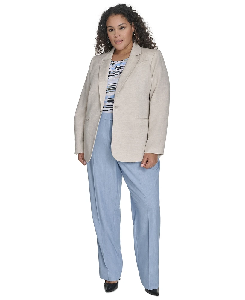 Calvin Klein Plus Linen-Blend One-Button Blazer