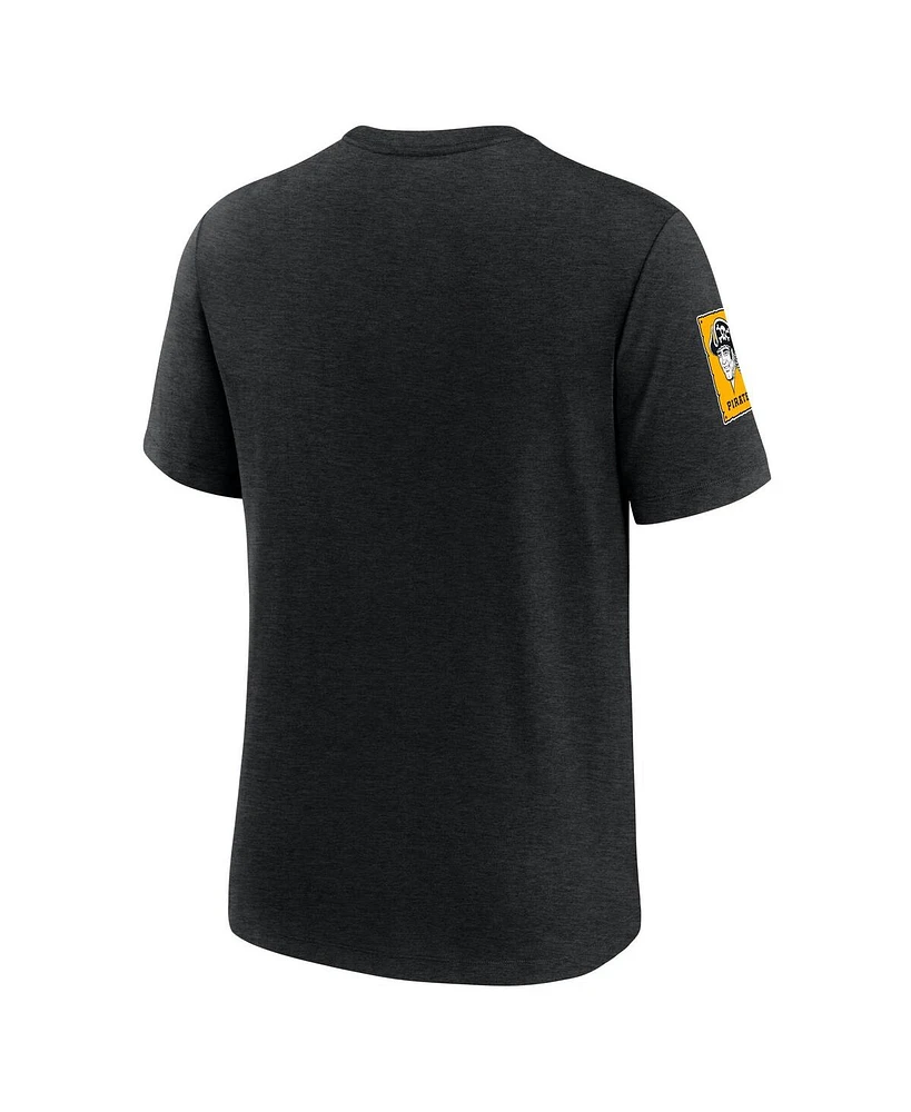 Nike Men's Heather Black Pittsburgh Pirates Cooperstown Collection Eras Tri-Blend T-Shirt