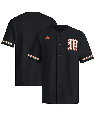 Adidas Men's Black Miami Hurricanes V-Neck Baseball Jersey
