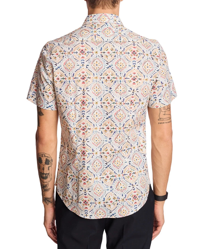 Paisley & Gray Men's Sawyer Slim Fit Short Sleeve Printed Button-Front Shirt