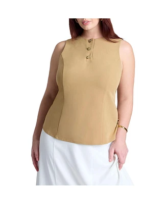 Eloquii Women's Button Detail Sleeveless Top