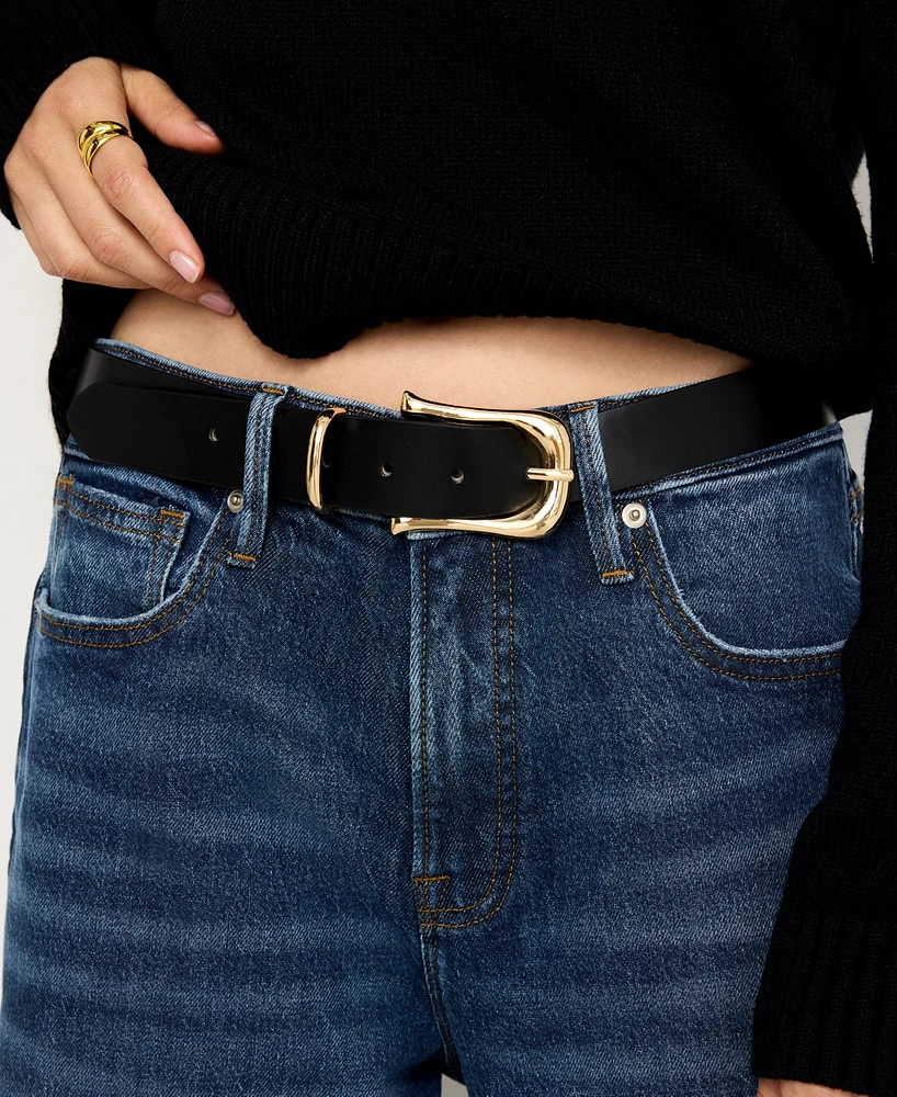 Good American Women's Classic Saddle Buckle Faux-Leather Belt