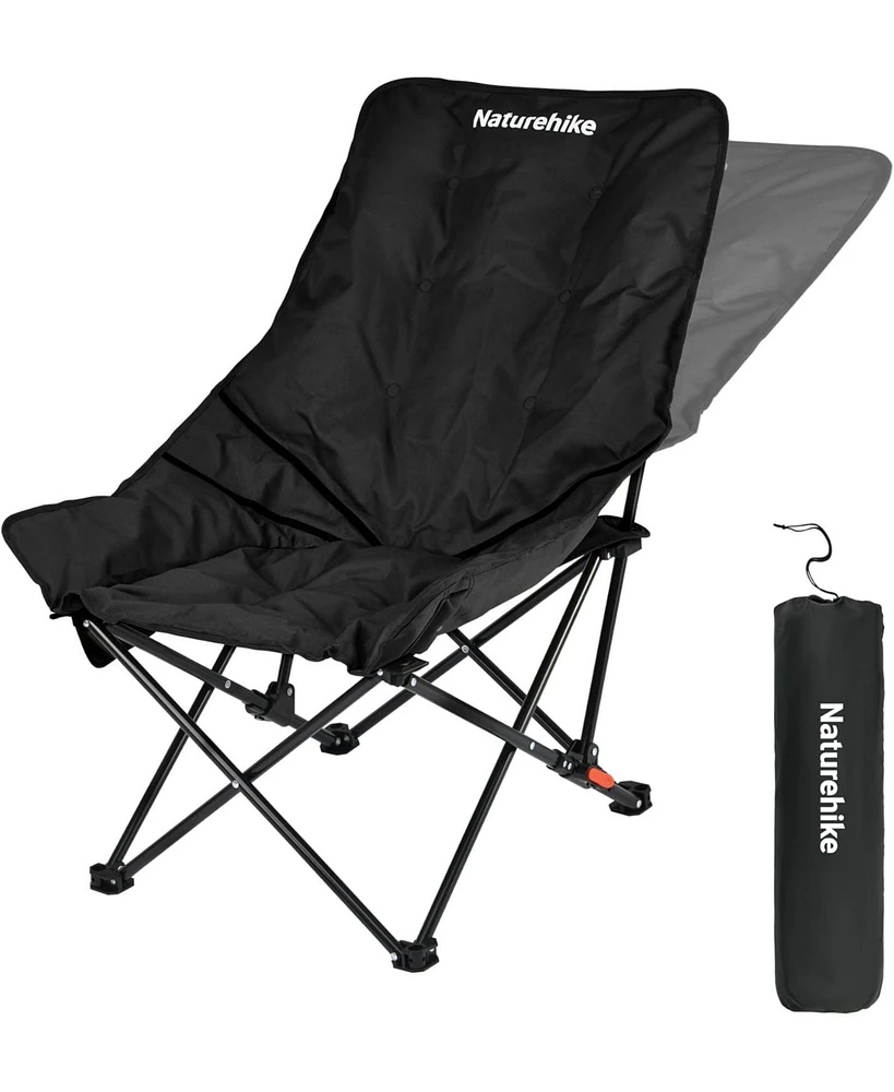 Naturehike Seastar Padded Camping Chair, Oversized 2-Position Adjustable Folding Chair, Portable Camp Chair with Side Pocket & Carry Bag