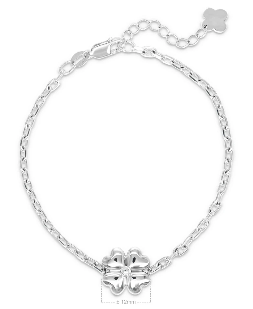 Devata Clover Heart Chain Bracelet in Sterling Silver, 7.0 in adj to 8.0 in