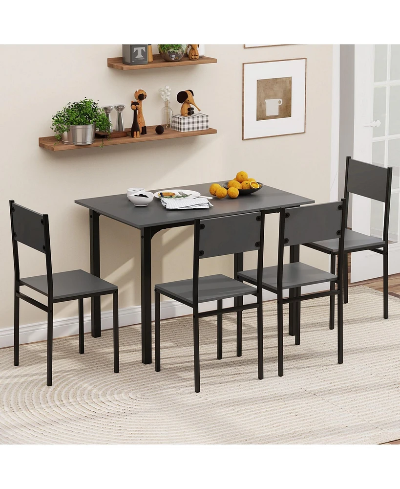 5 Piece Dining Table Set Industrial Style Kitchen Table and Chairs for 4
