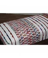 Chevron Stripe Upholstered Bench with Legs for Living Room or Entryway