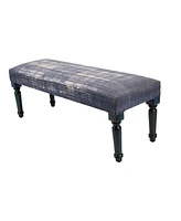 Abstract Design Upholstered Bench with Legs for Living Room or Entryway