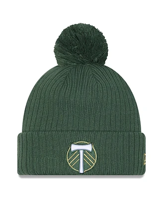 New Era Men's Green Portland Timbers 2025 Jersey Hook Cuffed with Pom Knit Hat