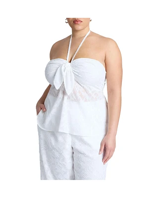 Eloquii Women's Neck-Tie Halter Top