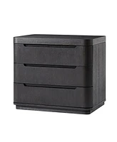 Modern Patrick 3-Drawer Nightstand with Built-In Power Outlet and Hidden Storage Compartment