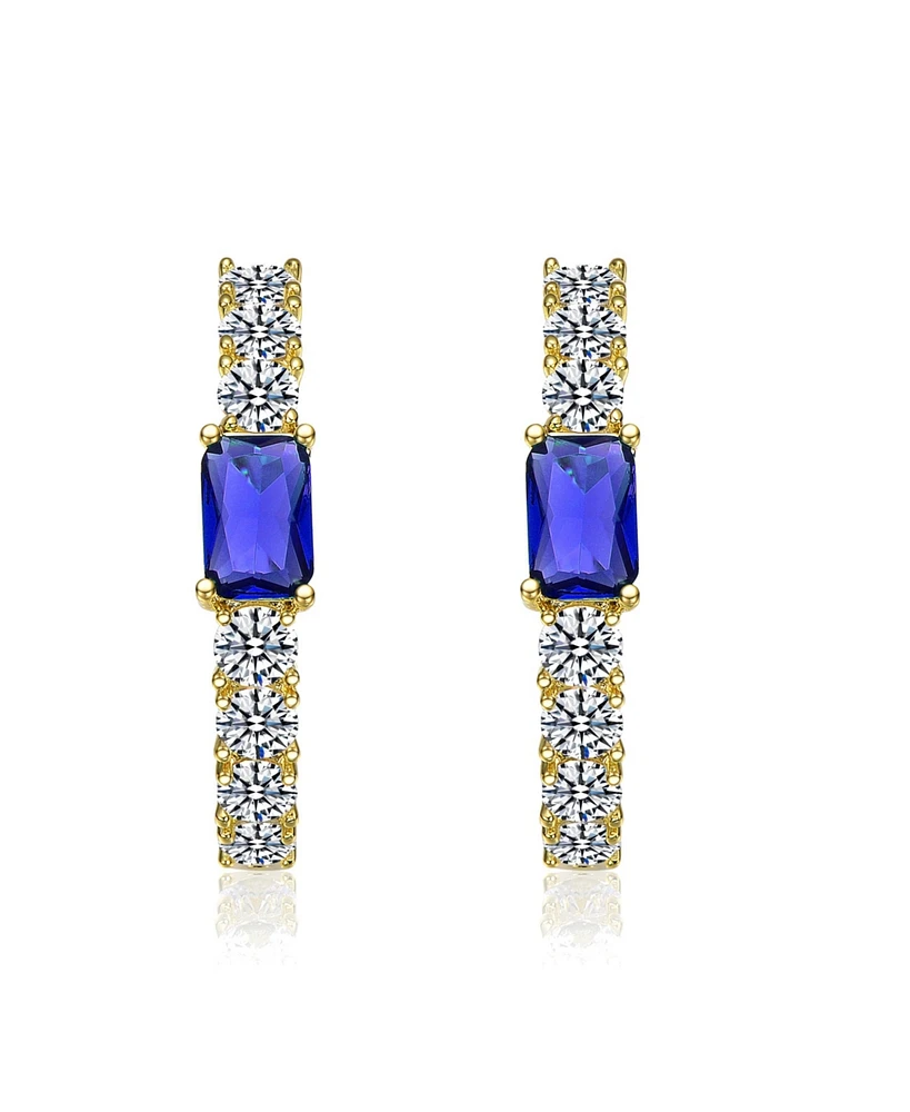 14k Gold Plated with Colored Cubic Zirconia Inside-Out Hoop Earrings