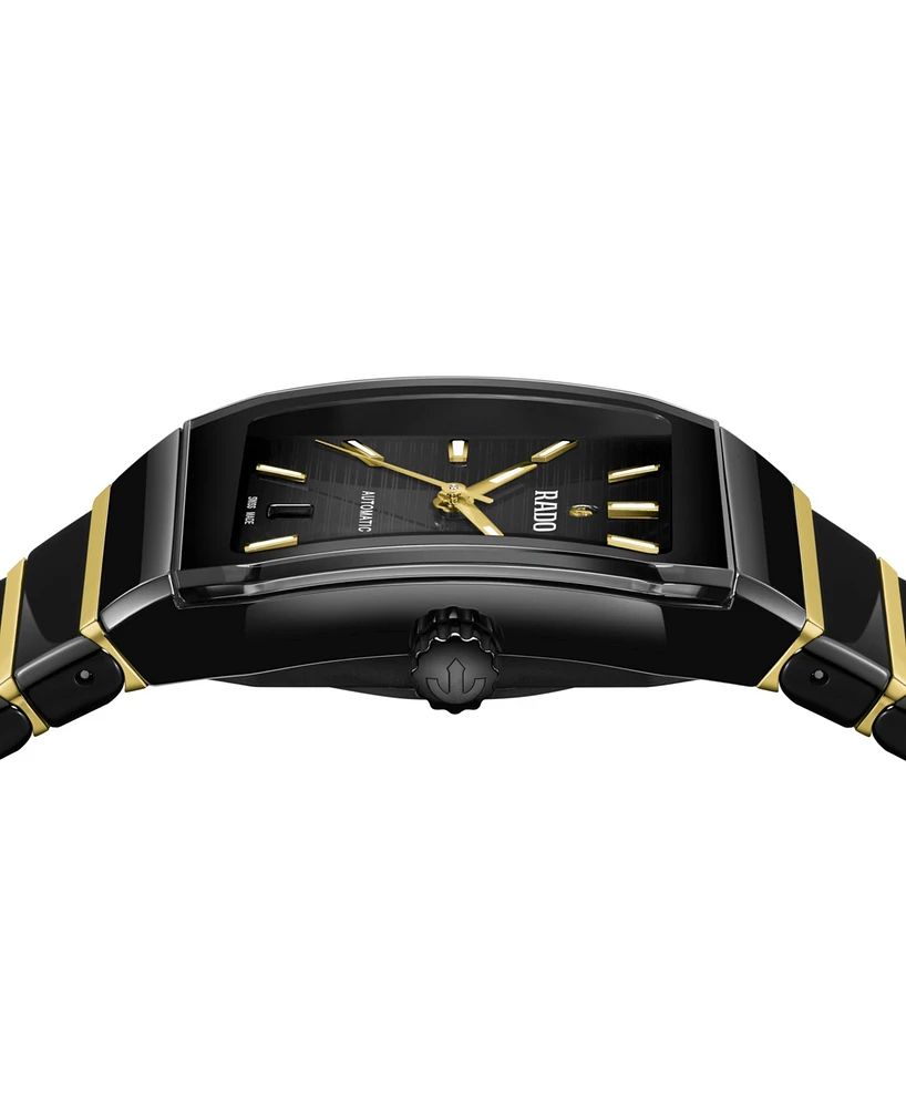 Rado Unisex Swiss Automatic Anatom Gold Pvd Stainless Steel & Black Ceramic Bracelet Watch 33mm