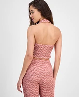 Guess Women's Naleny Faux-Wrap Knit Halter Top