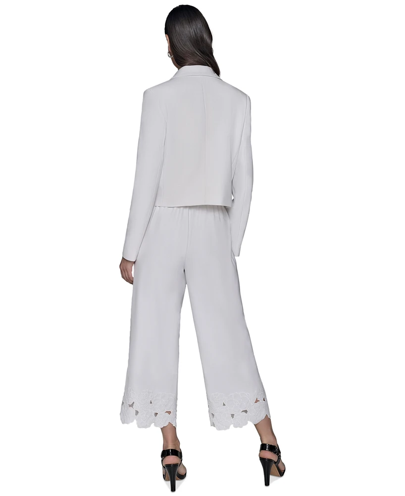 Karl Lagerfeld Paris Women's Cropped Embroidered Blazer
