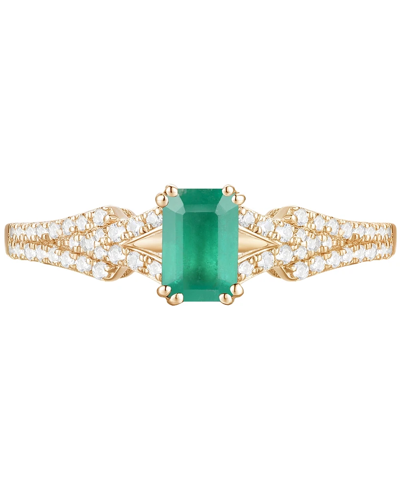 Emerald (5/8 ct. t.w.) & Diamond (1/4 Ring 14k Gold (Also Ruby Sapphire)