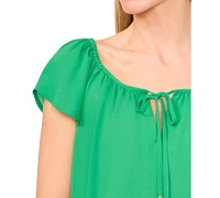 CeCe Women's Round-Neck Flutter-Sleeve Blouse