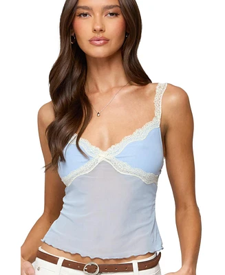 Edikted Women's Contrast Lacey Mesh Tank Top