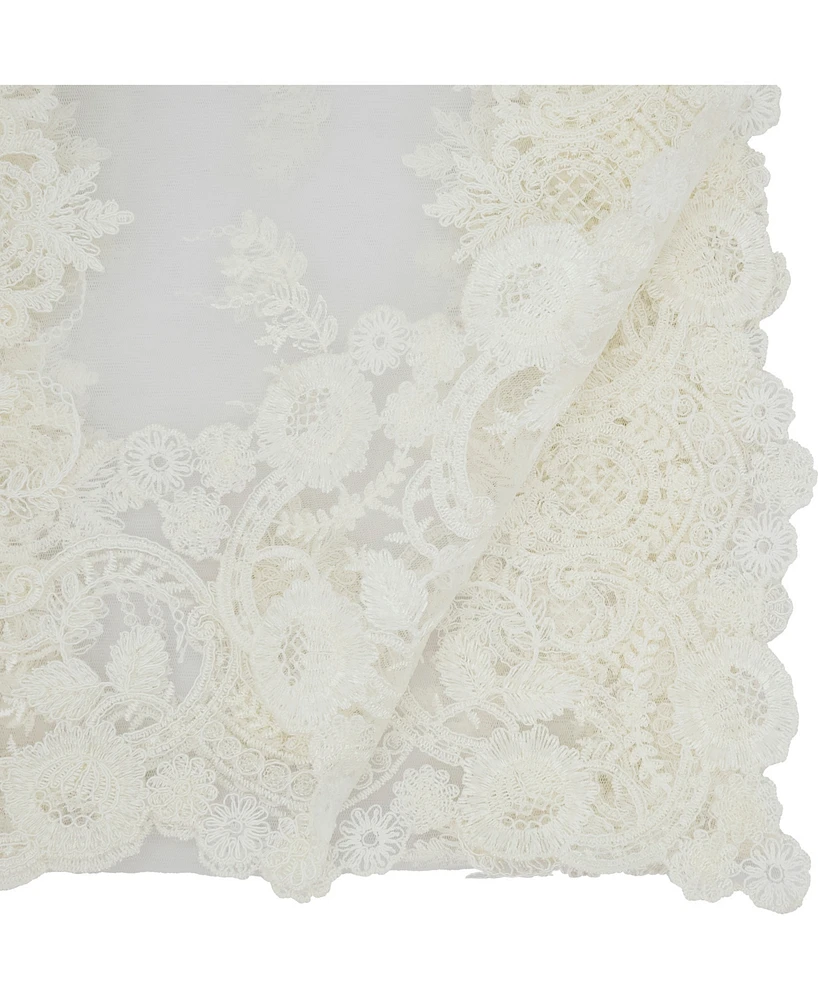 Saro Lifestyle Floral Net Lace Table Runner, 15" x 72"