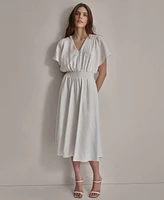 Dkny Women's V-Neck Smocked-Waist Short-Sleeve Dress