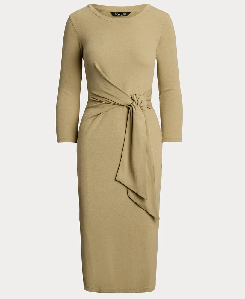 Lauren Ralph Women's Tie-Front Cotton-Blend Crewneck Dress